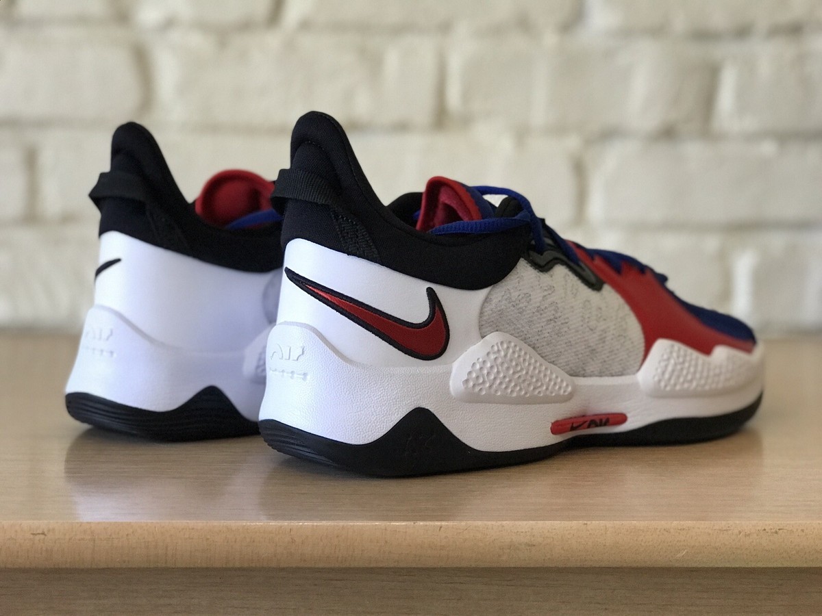 Nike PG 5 White University Red Rush Blue Black Sneakers CW3143-101