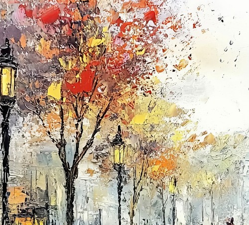 Parisian Autumn Walk 5"x7" Print on Matte Paper | Romantic Cityscape Artwork - Picture 5 of 7