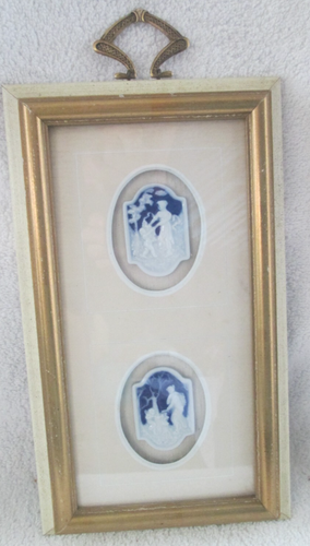 2 Vintage Framed Limoges Cameo Plaques Mother/Child / Sungott Art Studios, NY