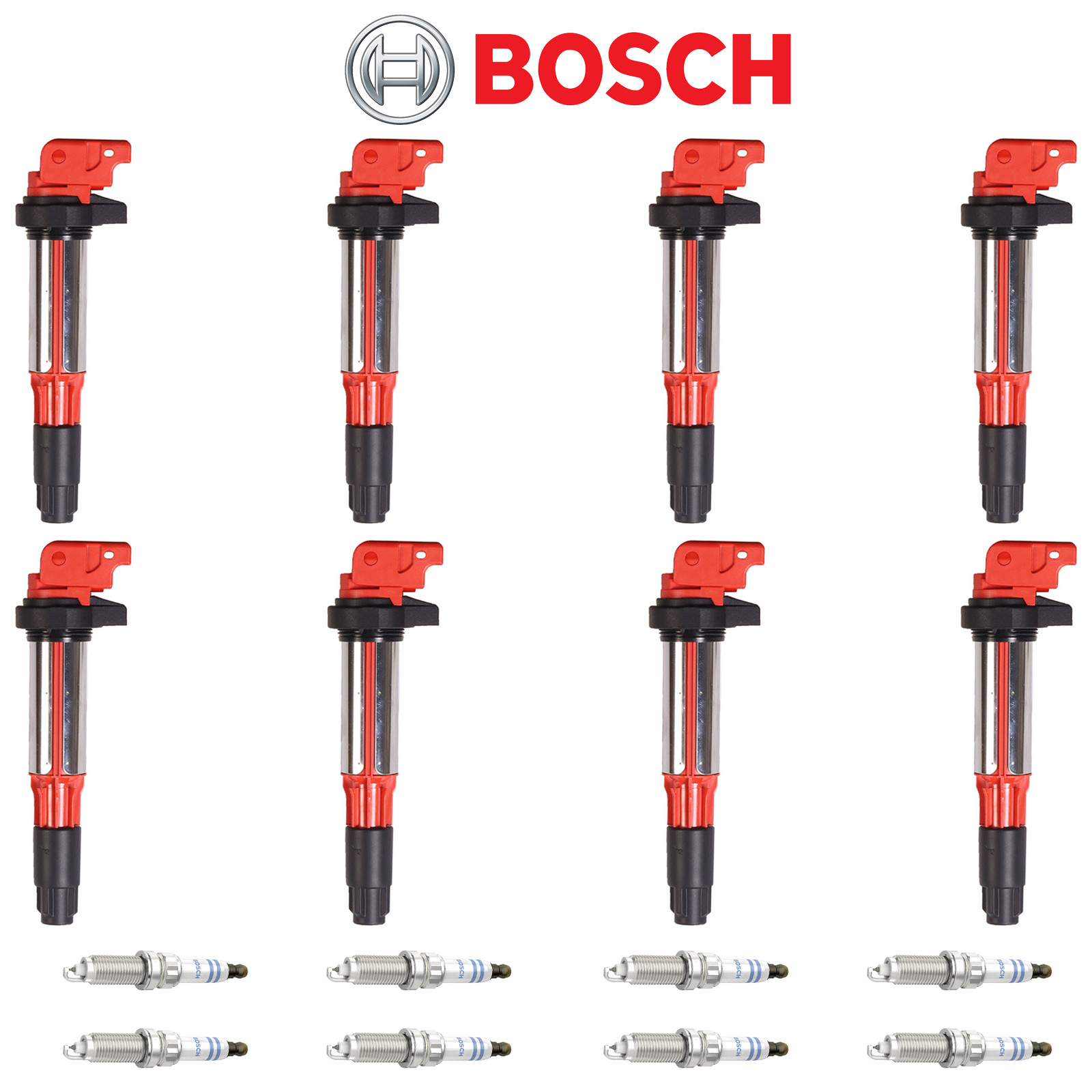 BOSCH Double Platinum Spark Plug  Engine Ignition Coil For BMW 4.4L V8 4395CC