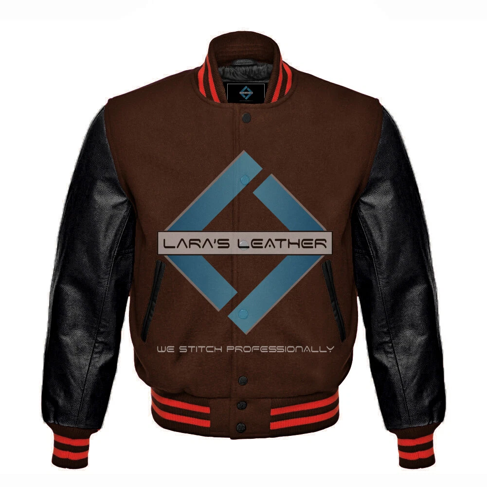 New American Beautiful Varsity College jacket with Black Real Leather Sleeves