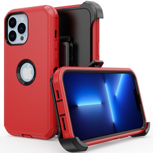 For iPhone 15 Pro Max 14 XR 13 12 Rugged Hybrid Defender Case Belt Clip Holster - Picture 34 of 44
