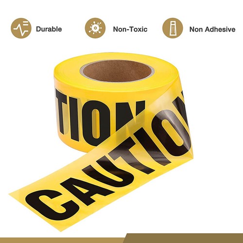 SafetyPro 2Pack Caution Tape Roll 3 in X 1000 ft Yellow Warning Safety Tape Roll - Picture 3 of 10