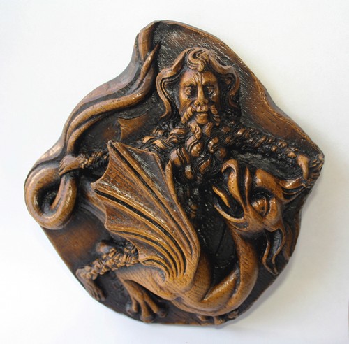 Dragon Wyvern Mythical Creature Medieval Cathedral Misericord Carving Gothic oak - Picture 2 of 4