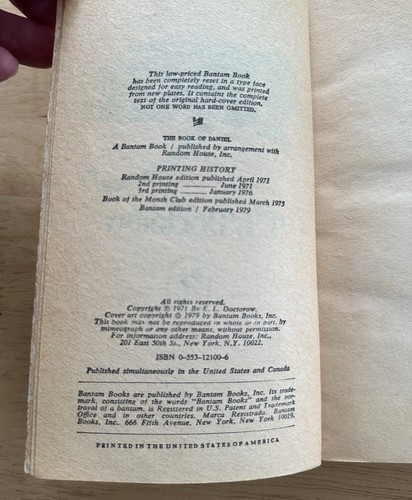 1979 “The Book of Daniel” by E. L. Doctorow Paperback Book Bantam Edition - Picture 4 of 6