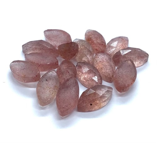 Pink Strawberry Marquise Quartz Rose Cut Loose Gemstone For Assorted Jewelry - Picture 8 of 10