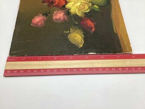 Vintage artist Signed Oil PAINTING “Flower Still Life” Pink No Framed. 8”x 10” - Picture 7 of 7
