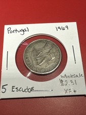 Portugal 5 Escudos 1969 Copper-Nickel KM#591 BU - RARE WORLD Combine Ship Bin 2