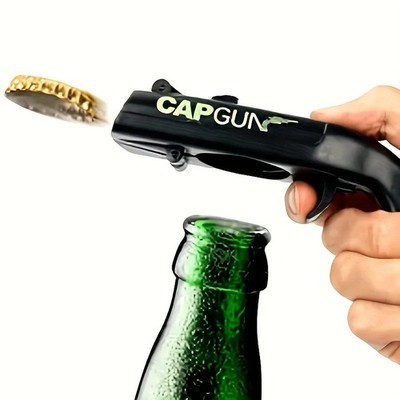 CAP GUN Bottle Opener Crown Cap Shooter Beer Opener Party Gadget Pistol Grey