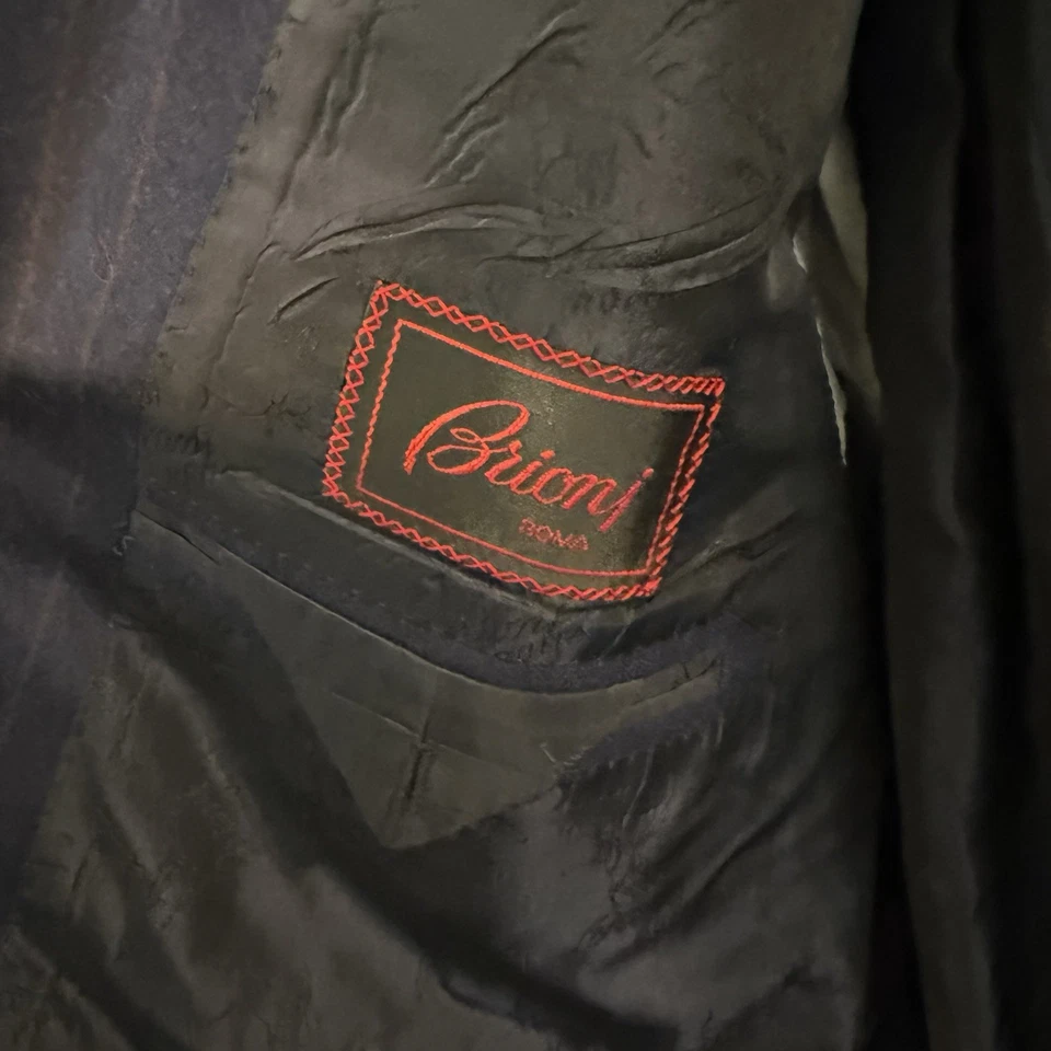 Brioni Blue Striped 100% Wool Sportcoat Blazer Measurements In Pics - Image 2 of 4