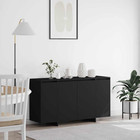 Sideboard Black Engineered Wood 80x39x180 cm Modern Storage Unit Slimline
