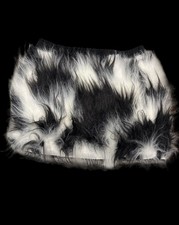 White Black Skirt FUR Fluffy Women Halloween Club Dance Girl Costume Party Cyber
