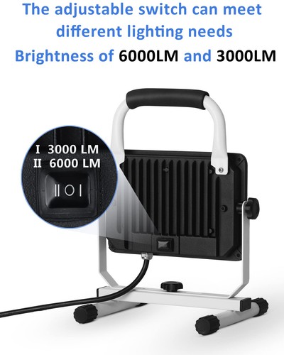 Luz de Trabajo LED de 6000 Lúmenes con Soporte, Luz de Inundación Impermeable 60W, Brillo S... - Imagen 2 de 7