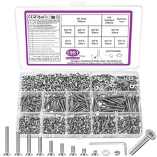 Jeu de 1051 vis M3, jeu de vis à tête fraisée M3, tête plate hexagonale...