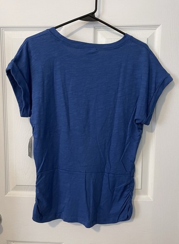 INC INTERNATIONAL CONCEPTS Women Blue Cap Sleeve T-Shirt Size M NWT - Picture 2 of 5