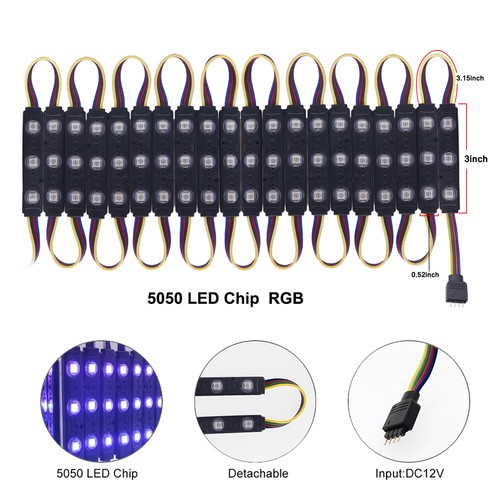60-3000 LED RGB SMD 5050 3LED Injection Module Light WITH Interface DC 12V IP65 - Picture 9 of 19