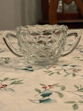 Vintage Jeanette Glass Cube (Cubist)  Clear Pressed Glass Open Sugar Bowl