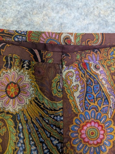 Vintage David Meister Silk Brown Midi Skirt Size 2 Western Floral Festival - Picture 10 of 10