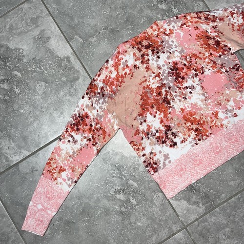 Sundance Cotton Floral Pink Crew Neck Long Sleeve Button Cardigan Sweater S - Picture 10 of 15