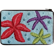 Stitch  Zip Needlepoint Cosmetic Purse Kit- Starfish