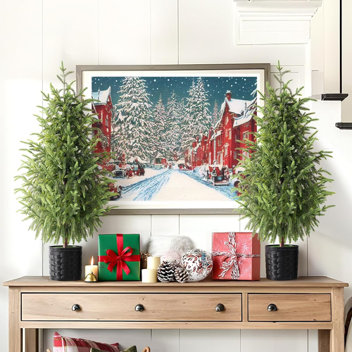 Weihnachtsschmuck - Weihnachtsbaum für draußen - 2er Pack 3FT Künstlicher Norfolk P - Bild 6 von 8