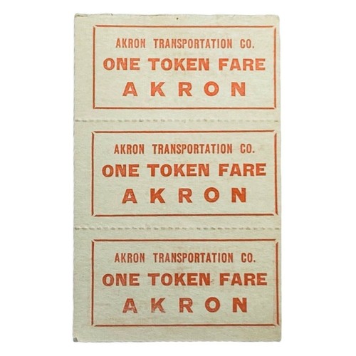 Vintage Akron Transportation Co., Three Attached Fare Tickets - Picture 2 of 3
