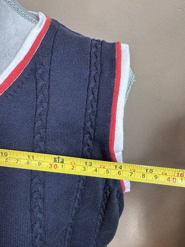 Brooks Brothers Crew Neck Cotton Sleeveless Pullover Sweater Vest Sz XL Navy Red - Picture 9 of 11