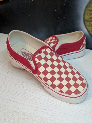 Vans Red & White Checkerboard Slip On Sneakers Women's US 6.5 Casual Skater Shoe - Picture 16 of 24