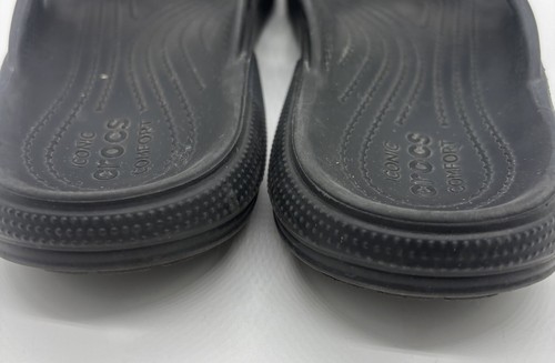 Crocs Black Flip Flop Waterproof Unisex Men’s 6 Women’s 8 - Picture 4 of 8