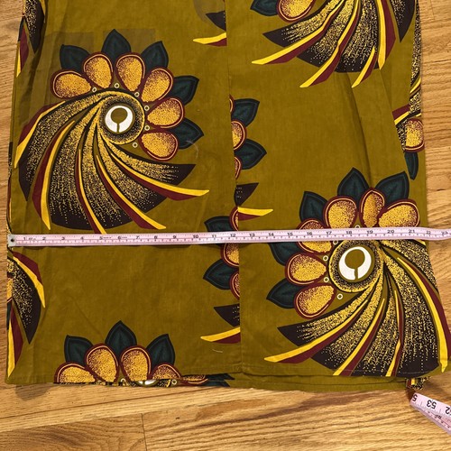 Grass-Fields Shift African Print Dress Gold Blue Fall Women's - Picture 7 of 9