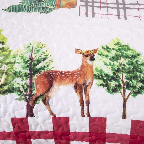 Christmas Quilt Set King Rustic Christmas Tree Snowman Cardinal Holiday Wreat... - Picture 8 of 9