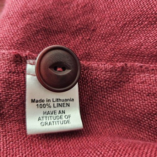 Flax by Jeanne Engelhart Linen Jacket S Red Button Front Heavy Shirt Coastal - Picture 3 of 8