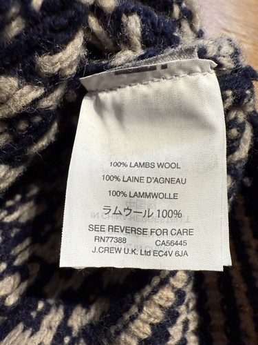 J.Crew Pullover Herren M Lammwolle Navy Creme Birdseye Fair Isle Strick Rundhals - Bild 4 von 7
