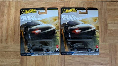 Hot Wheels 2025 Premium~Fast & Furious ~ 1993 Honda Civic Coupe EX EJ1 Lot Of 2