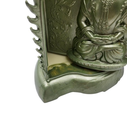 Celuloide Buda Tibetano De Colección Pintado Verde Celuloide 8" Giratorio Oculto Alter - Imagen 10 de 14