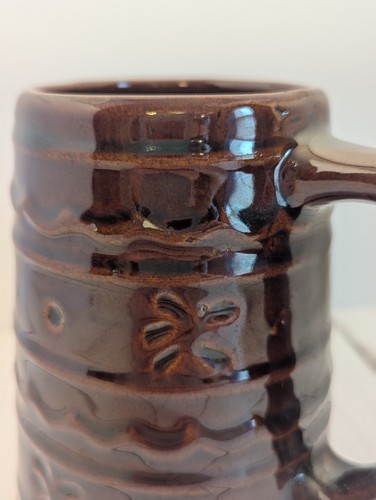 Vintage Marcrest Daisy Dot Dark Brown Stoneware Tankard Mug Stein - Picture 5 of 6