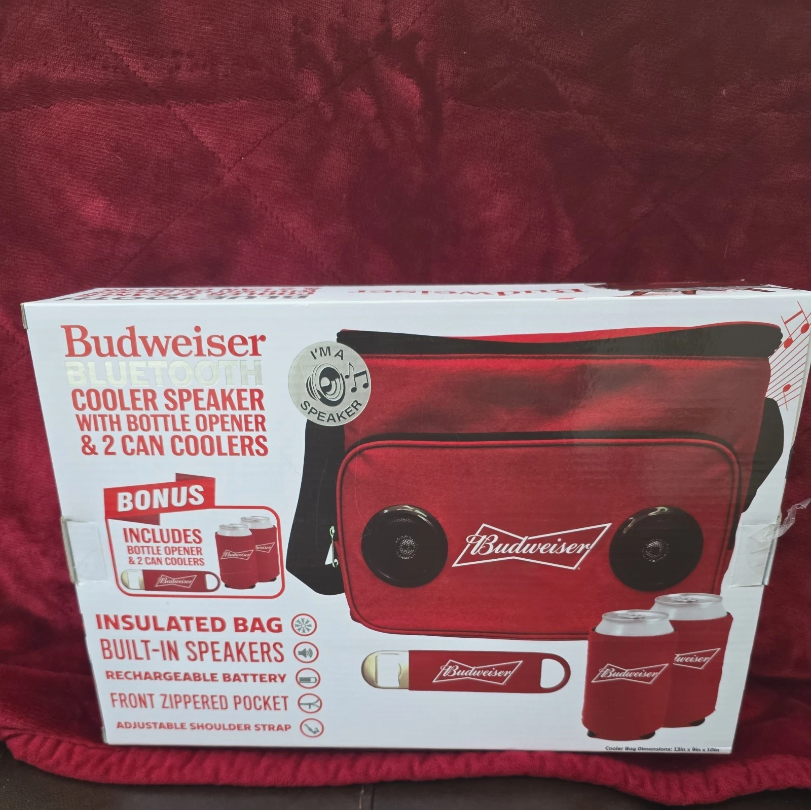 Budweiser Insulated Cooler Bag Bluetooth Speakers Pockets NWOT Never Used Beach