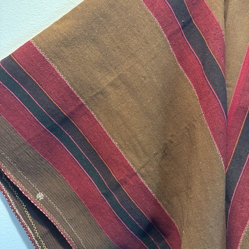Vintage Traditional Handwoven Wool Poncho Heavy 66” X 52” - Picture 4 of 19