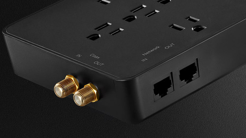 Rocketfish- 12-Outlet Strip/1-USB-C/1-USB 4,680 Joules Surge Protector - Black - Picture 5 of 6