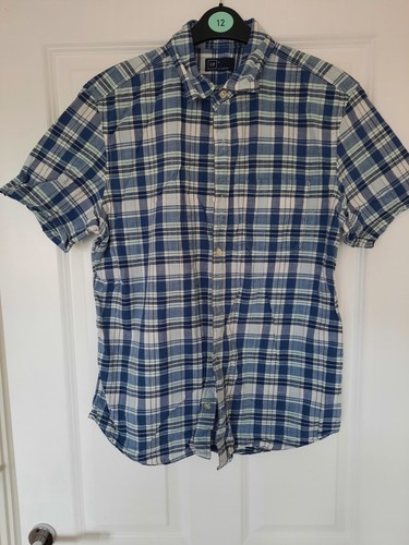 Gap Mens, Size M, Blue Check, Cotton, Button Up Shirt