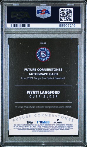 2024 Topps Pro debut Future Cornerstones Wyatt Langford automático PSA 9 - Imagen 2 de 2