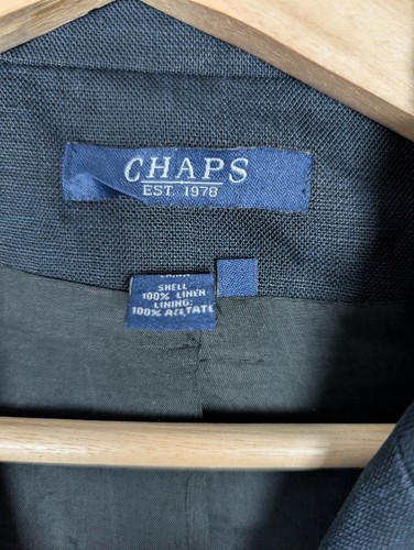 Chaps Blazer Womens 8 Black Linen Button Front Pockets Lined Office Jacket - Picture 3 of 9