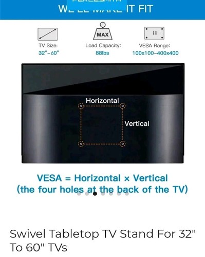 Swivel Tabletop TV Stand For 32" To 60" TVs Model: PSTVS17 - Picture 3 of 8