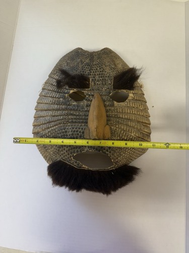 Vintage Armadillo Shell Folk Art Mask Zapotec Oakacan Mexican Woo NoseGoat Hair - Picture 5 of 6