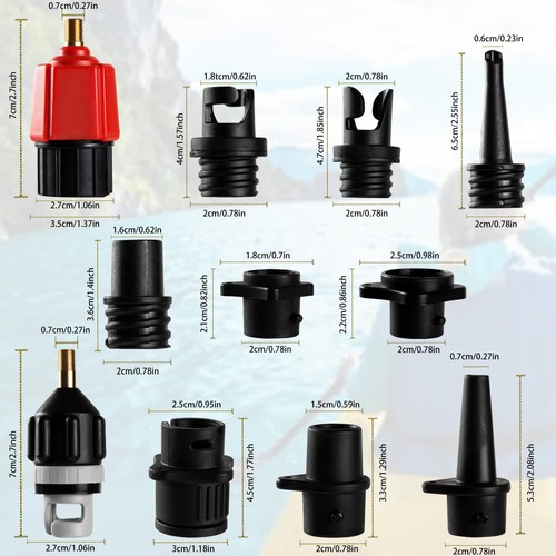 CANIPHA Adaptateur de Pompe SUP Gonflable, Paddle Board Adaptateur de Valve SUP avec 9 St... - Photo 2/7