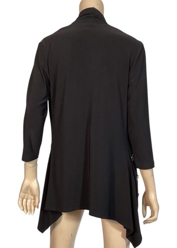 🌻JOSEPH RIBKOFF WOMENS SIZE 10 AU BLACK JESERY OPEN CARDIGAN WITH BUTTON TRIM - Bild 8 von 10