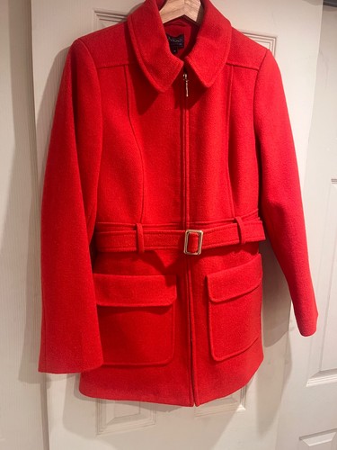 M&S Women’s Double Breasted Trench Coat UK 10 Belted Jacket Silk Lined Tomato - Picture 17 of 17