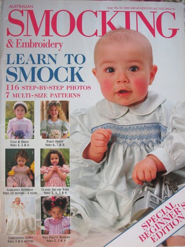 * Australian SMOCKING Embroidery BOOK 2000 #53 116 projects 7 patterns Beginners - Picture 2 of 19