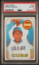 1969 Topps Fergie Jenkins #640 PSA 6 NEW LABEL VINTAGE BASEBALL