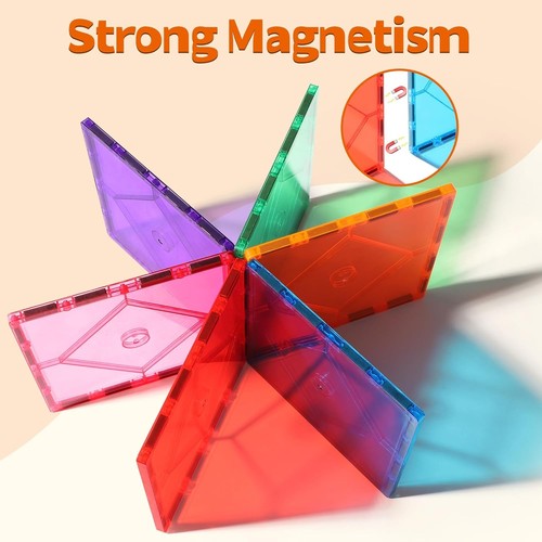 100 Pcs Magna Tiles Clear Colors Magnetic Building Toy Magnet Blocks Kids 3D - Picture 5 of 14